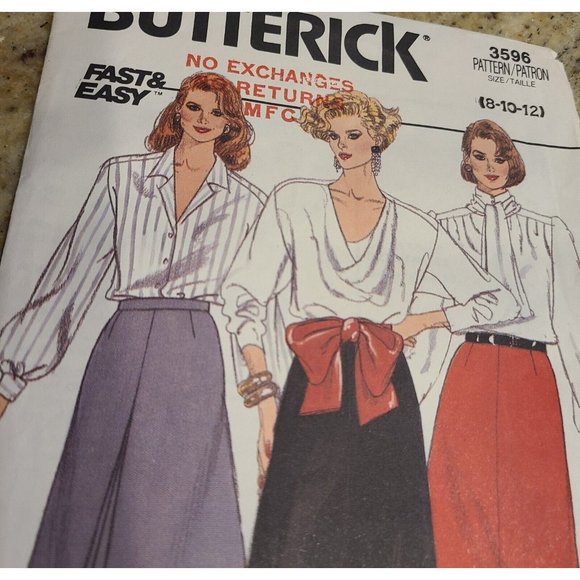 Butterick 3596 Sz 8 10 12 A Line Skirt Below Knee Ankle Length Pleat Pattern New - Picture 2 of 8